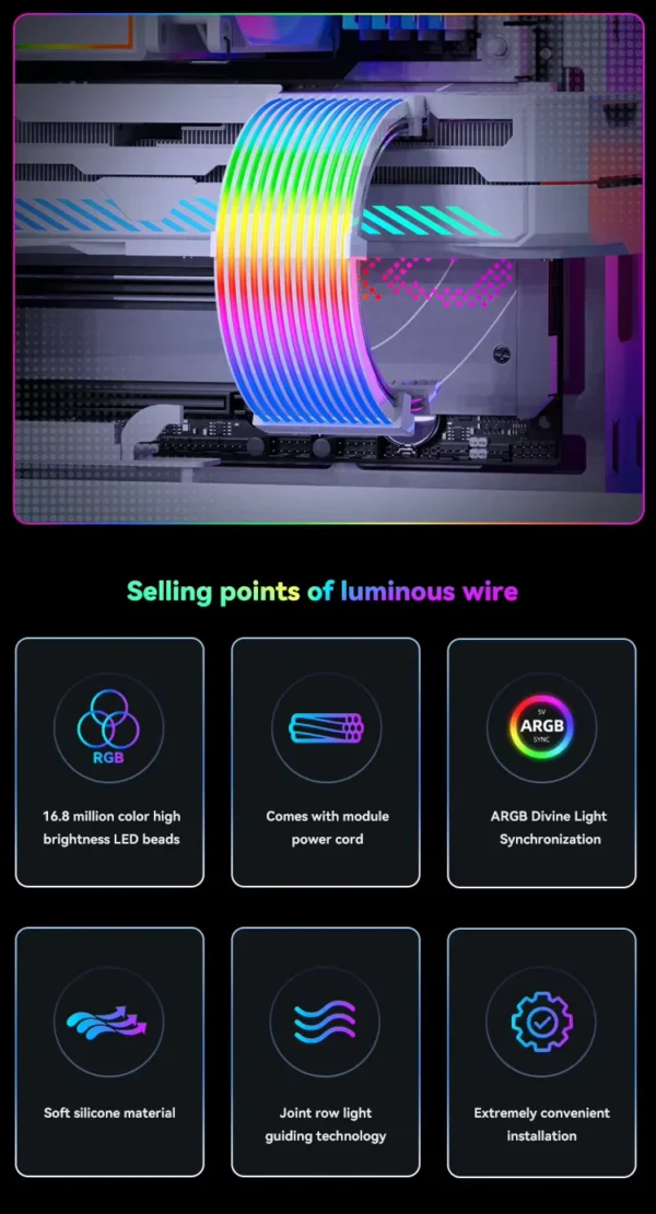 Snowman A40 ARGB Cable – 24‑Pin,Dual 8‑Pin, Extension Kit