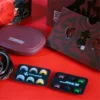 Waner Red Lion packaging unboxed showing premium eartips soft silicone protective storage case and burgundy cable