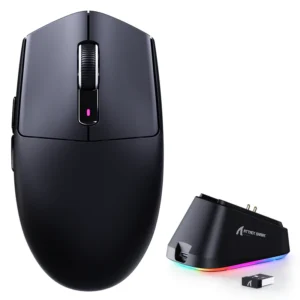 Attack Shark G3 Pro black ultra-lightweight wireless gaming mouse with black magnetic RGB charging dock, find the best price in Pakistan at HZSTECH.
