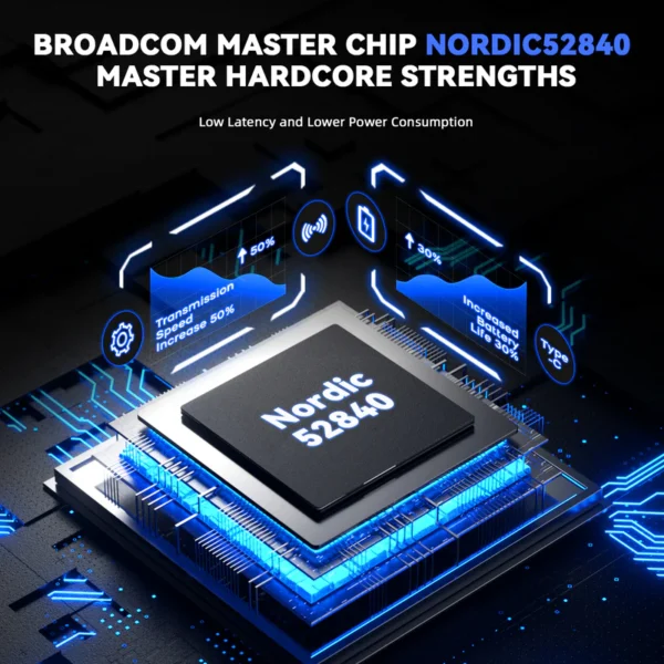 Internal Broadcom master chip Nordic 52840 on the Attack Shark G3 Pro wireless mouse showcasing low latency performance for Pakistani gamers.