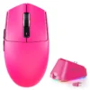 Attack Shark G3 Pro pink wireless gaming mouse with matching pink RGB magnetic charging dock and USB dongle available at HZSTECH.