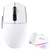 Attack Shark G3 Pro white lightweight wireless gaming mouse next to its white magnetic charging dock at HZSTECH Pakistan.