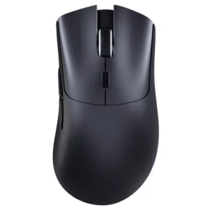 Clean top-view product photo of the minimalist matte Black variant of the Attack Shark R1 competitive wireless mouse.