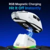 attack-shark-v6-white-mouse-magnetic-charging-dock Infographic showcasing the seamless touch charging connection of the Attack Shark V6 wireless mouse base