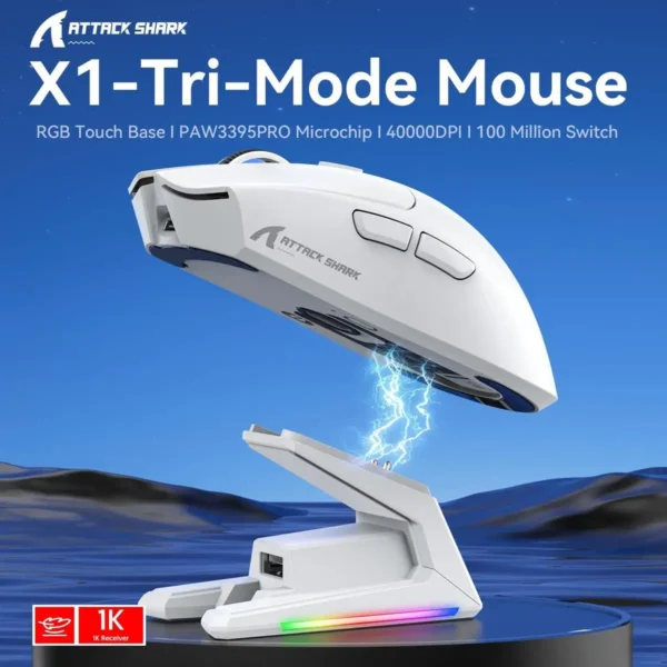 attack-shark-x1-wireless-gaming-mouse-rgb-charging-dock-hzstech Attack Shark X1 Ultra-Light 53g, PAW3395 PRO Gaming Mouse
