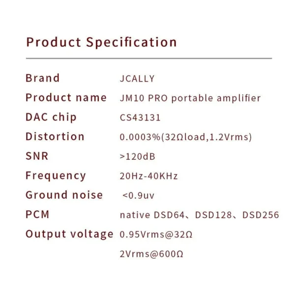 JCALLY JM10 Portable DAC Headphone Amplifier (CS43131)