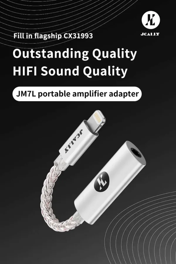 CALLY JM7L Lightning to 3.5mm portable DAC adapter for Apple devices, available at HZS Tech in Pakistan