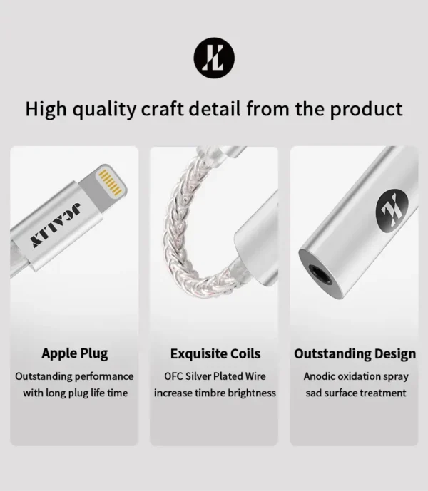 Close-up build details of the JCALLY JM7L silver-plated wire, in stock at HZS Tech Pakistan.